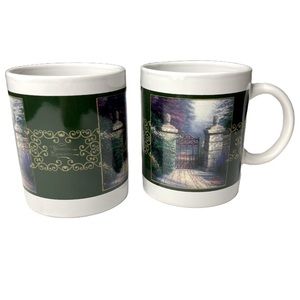 VINTAGE THOMAS KINKADE “THE OPEN GATE “ @ 2003 COFFEE MUGS 2PC
